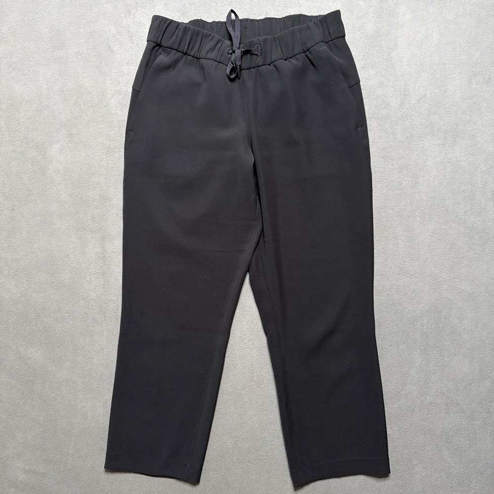 Lululemon Pants Womens 6 Black 23" Crop Jogger Stretch Pockets Drawstring Active
